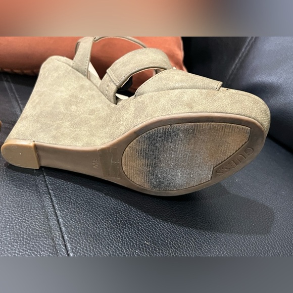 GUESS Womens Olive Green Tall Wedge Suede Espadrilles - Size 61/2 like new - Picture 11 of 13